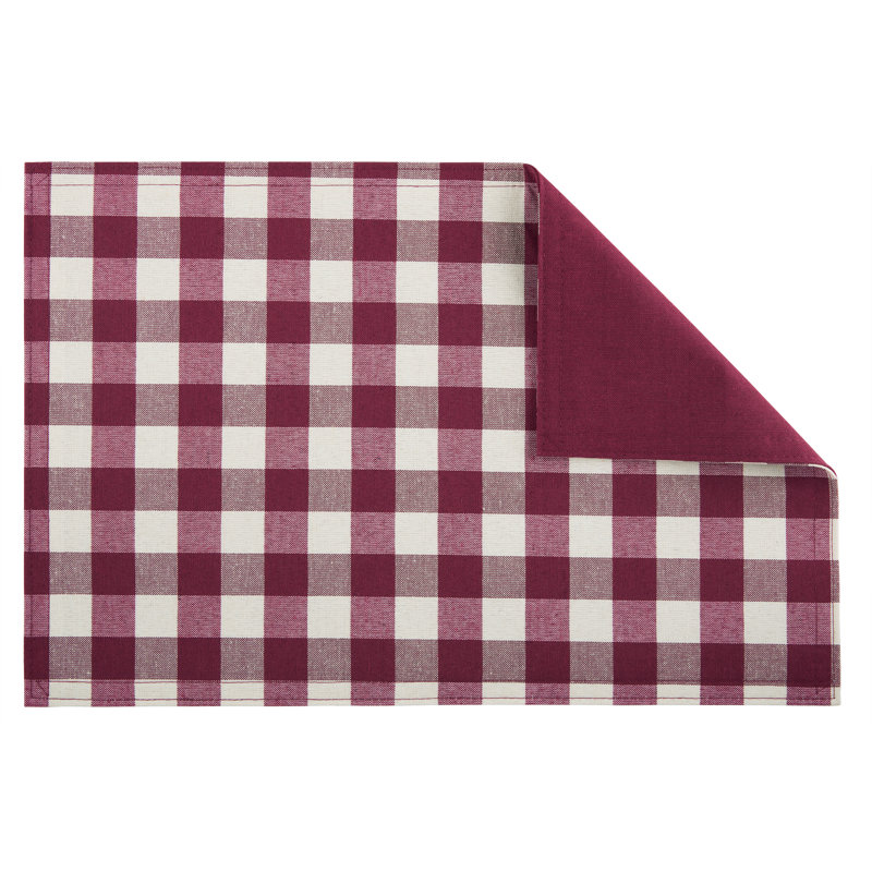 Gracie Oaks Buffalo Check Reversible Placemat Burgundy Set Of Four